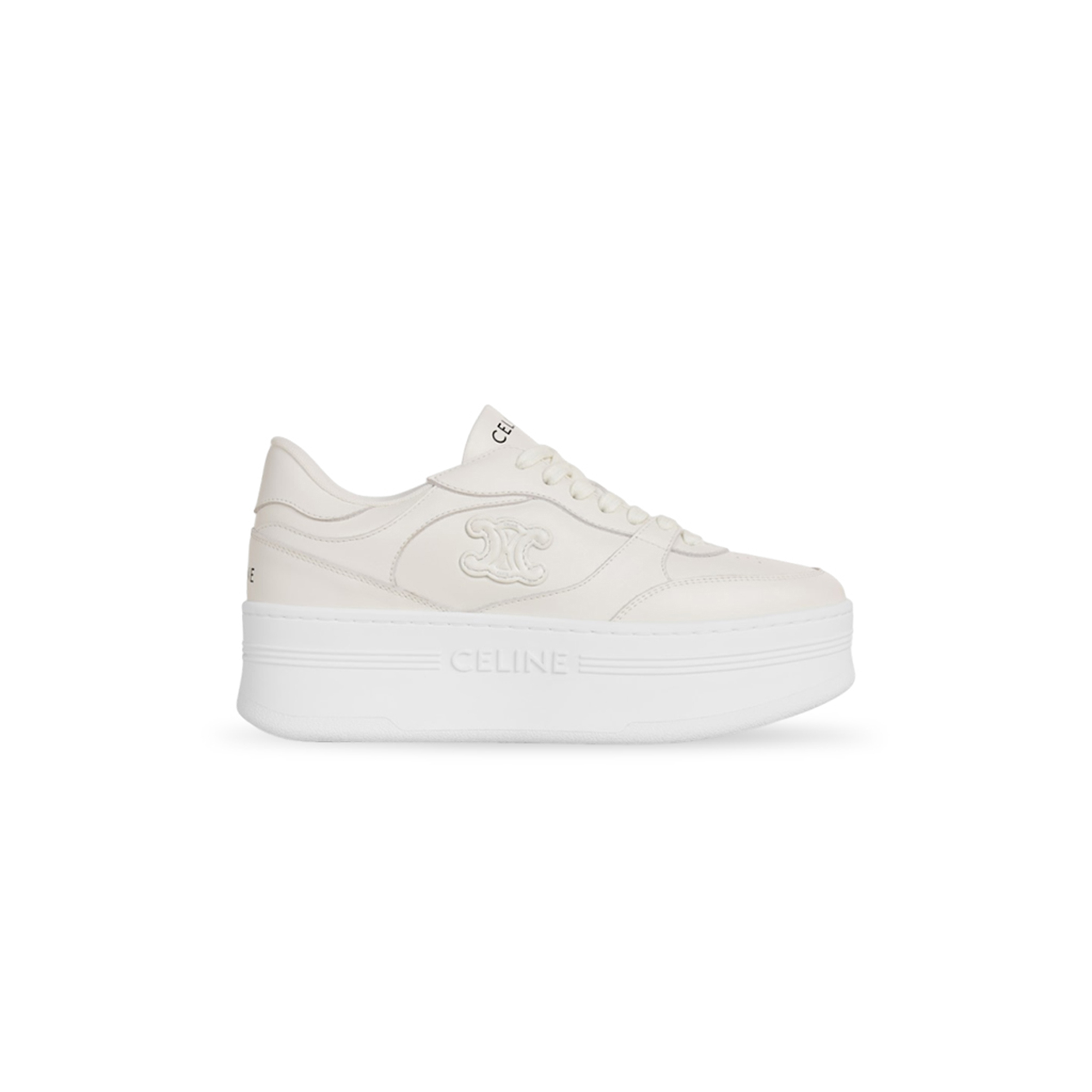 CELINE BLOCK WEDGE SNEAKER WITH TRIOMPHE PATCH IN CALFSKIN 366475189C.01OP